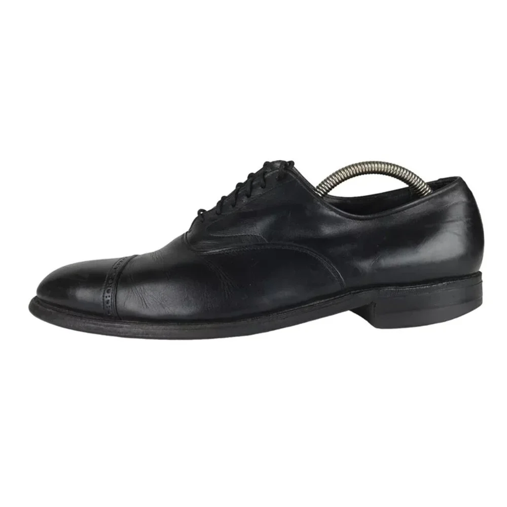 Weyenburg Mens Black Silk Comfort Leather Cap Toe Oxford Shoes‎ Size US 10.5 C